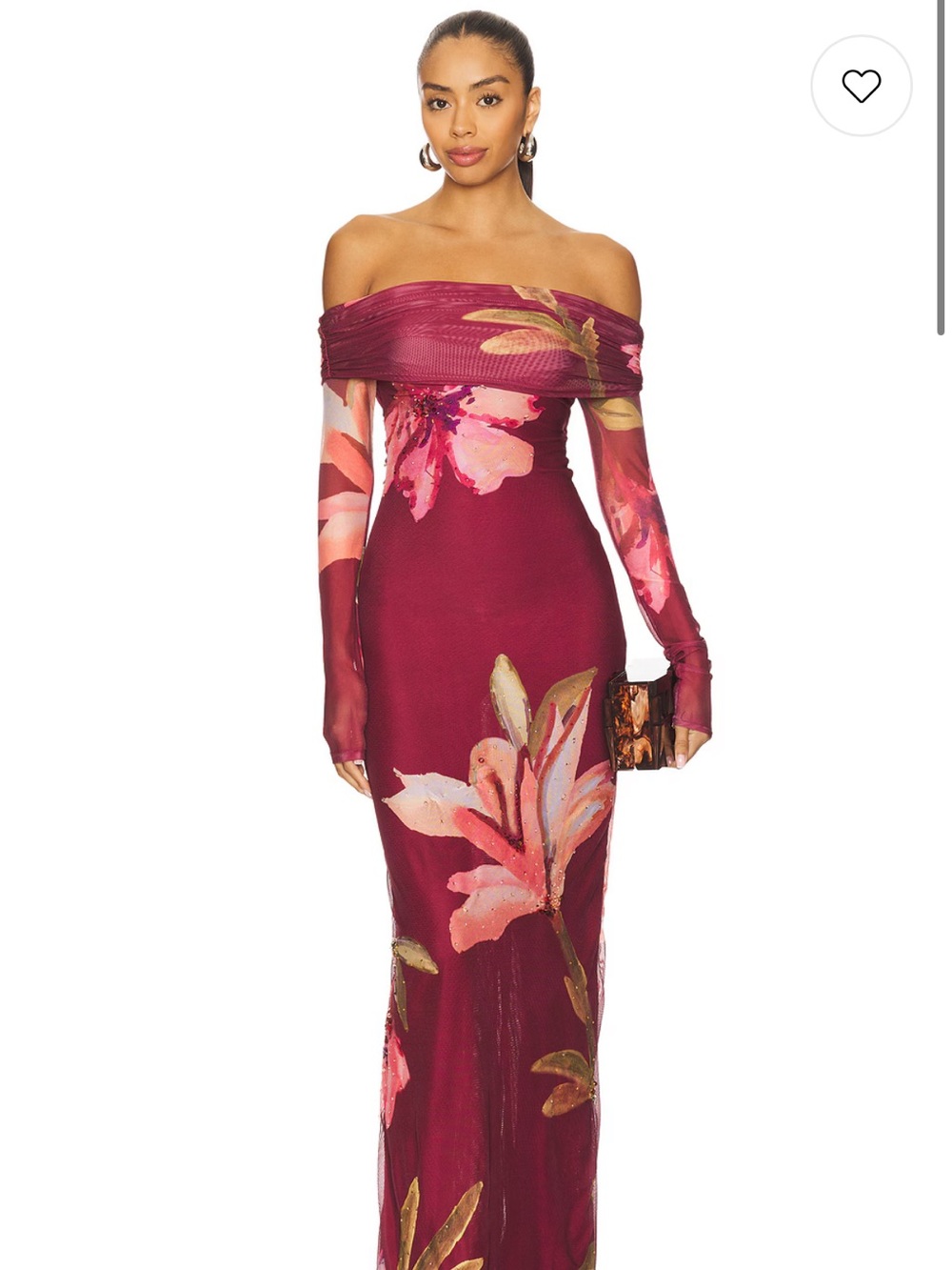 PatBO Delicata Tulle Maxi Dress in Dark Red